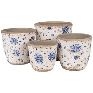 Clayre & Eef 6CE1658XS Decoración Maceta Ø 11x10 cm Beige Azul