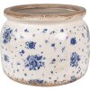Clayre & Eef 6CE1659L Maceta Beige Azul Ø 20x15 cm Estilo Vintage Interior