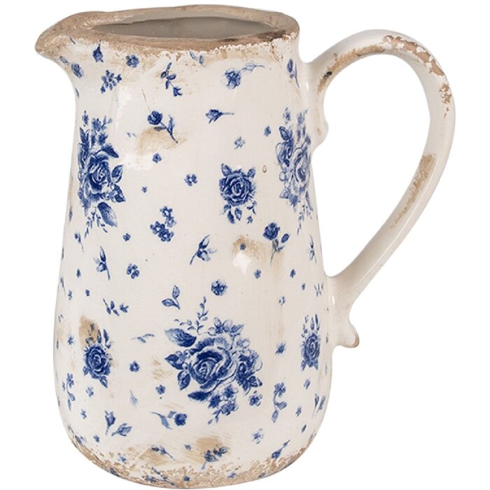 Clayre & Eef 6CE1660M Jarra Decoración 16x12x18 cm Beige Azul