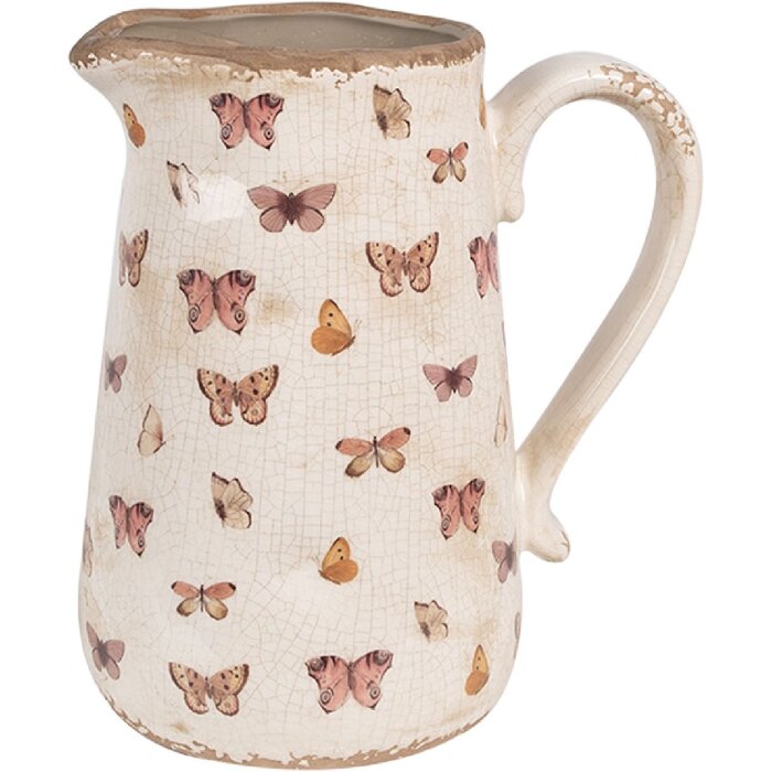 Clayre & Eef 6CE1663L Jarra Decoración 21x15x23 cm Beige Rosa