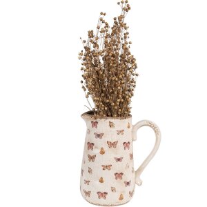 Clayre & Eef 6CE1663L Jarra Decoración 21x15x23 cm Beige Rosa