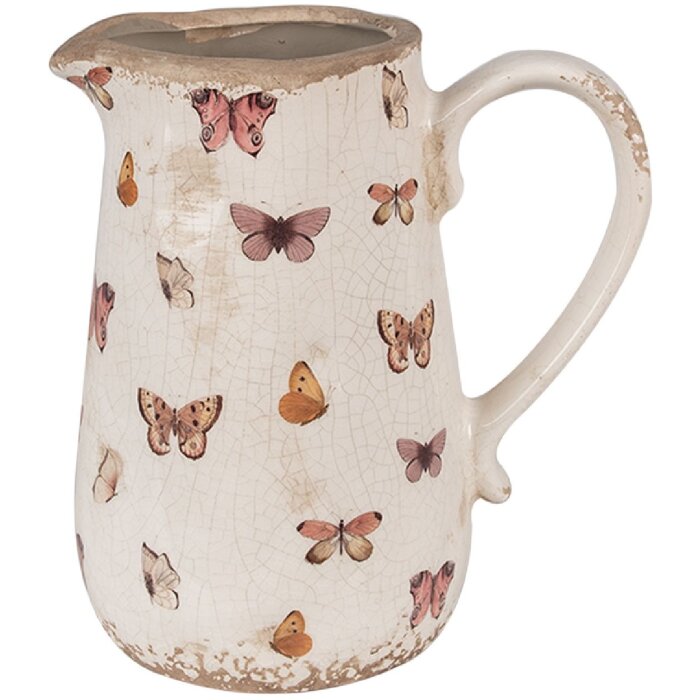 Clayre & Eef 6CE1663M Jarra Decoración 16x12x18 cm Beige Rosa