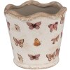 Clayre & Eef 6CE1664S Maceta Ø13x12 cm Cerámica Beige Rosa Mariposa
