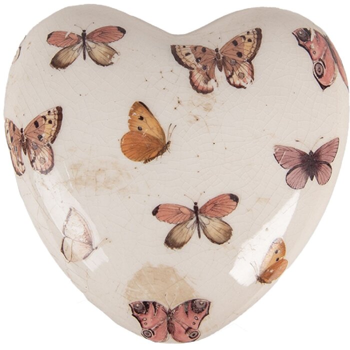 Clayre & Eef 6CE1668L Decoración Corazón 10x10x4 cm Beige Rosa