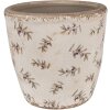 Clayre & Eef 6CE1669L Macetero Beige Ø 16x16 cm Rama de olivo de cerámica vintage