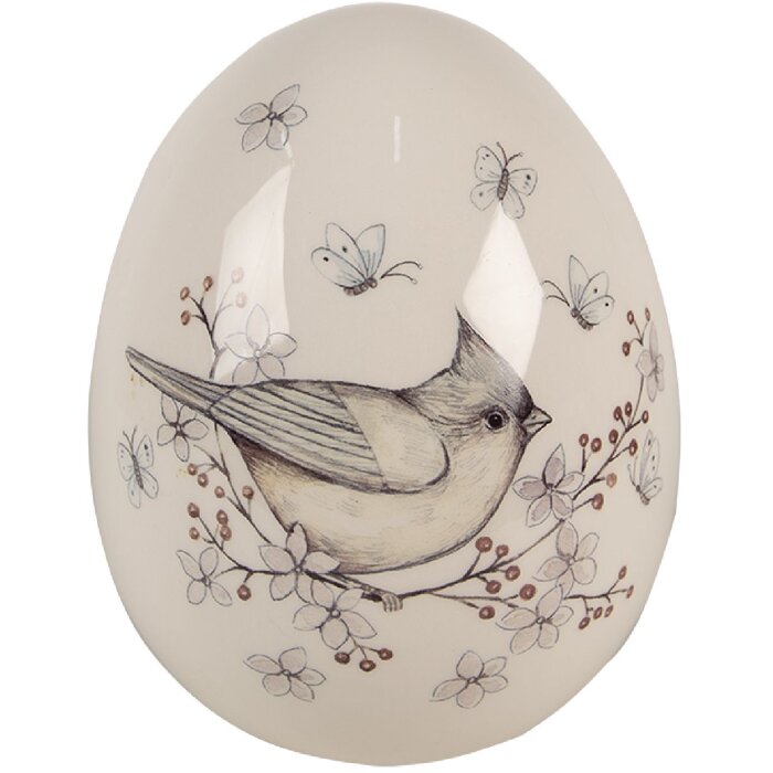 Clayre & Eef 6CE1674 Decoración Huevo Ø 13x16 cm Blanco Beige