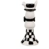 Clayre & Eef 6CE1690 Candelero Ø 7x17 cm Blanco Plateado