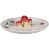 Clayre & Eef 6CE1701 Bol Blanco Rojo Ø 21x6 cm Setas Flores Casa de Campo
