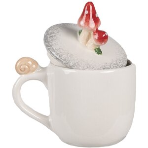 Clayre & Eef 6CE1702 Taza 14x10x9 /15 cm / 400 ml Blanco Rojo