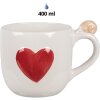 Clayre & Eef 6CE1702 Taza 14x10x9 /15 cm / 400 ml Blanco Rojo