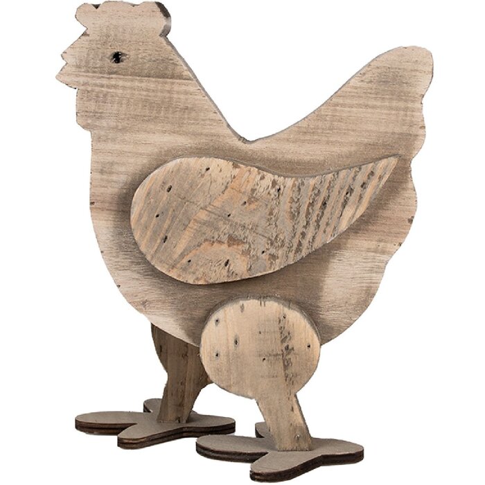 Clayre & Eef 6H2321 Gallina Decorativa 23x12x28cm Marrón - Elegante decoración de casa de campo