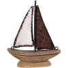Clayre & Eef 6H2334 Maqueta de barco decorativa 11x3x13cm en marrón rojo