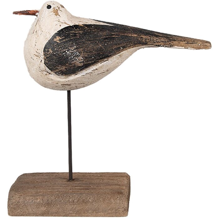 Clayre & Eef 6H2343 Decoración Pájaro 12x5x13 cm Blanco Negro
