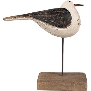 Clayre & Eef 6H2343 Decoración Pájaro 12x5x13 cm Blanco Negro