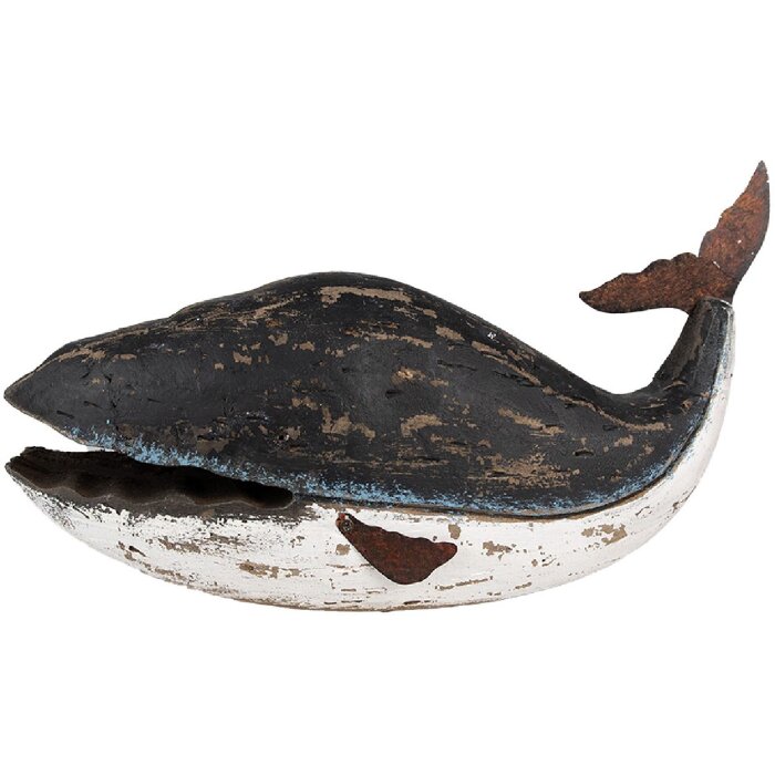 Clayre & Eef 6H2349 Ballena decorativa 36x15x23 cm Negro Blanco