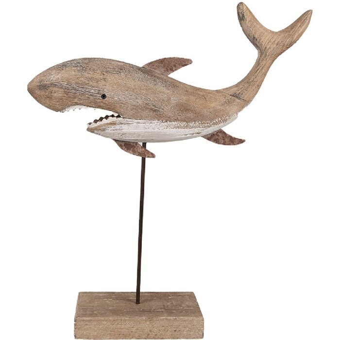 Clayre & Eef 6H2354 Tiburón Decorativo Marrón 34x8x39 cm Accesorio Hogar Marítimo
