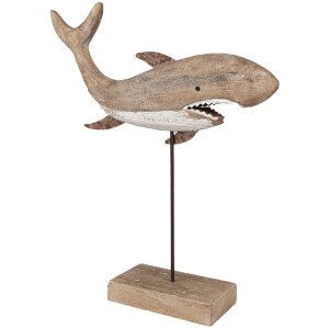 Clayre & Eef 6H2354 Tiburón Decorativo Marrón 34x8x39 cm Accesorio Hogar Marítimo