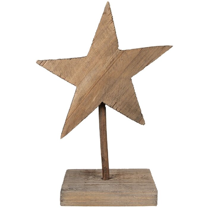 Clayre & Eef 6H2373 Estrella decorativa de madera 15x8x21 cm Marrón
