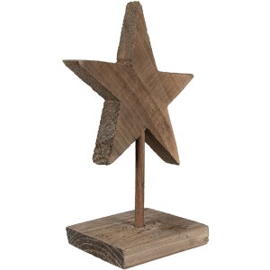 Clayre & Eef 6H2373 Estrella decorativa de madera 15x8x21 cm Marrón