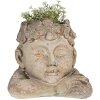 Clayre & Eef 6MG0038 Maceta Cabeza 20x20x19 cm Gris Beige