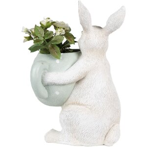 Clayre & Eef 6PR3999 Conejo Decorativo Beige Verde 17x17x23 cm Estilo Campestre