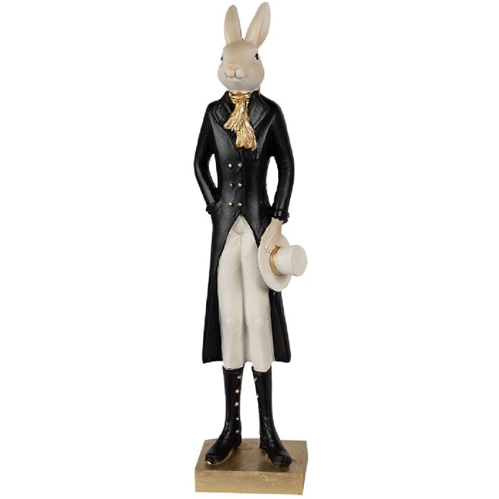 Clayre & Eef 6PR4004 Conejo Decorativo Beige Negro 9x7x34 cm