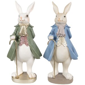 Clayre & Eef 6PR4017 Conejo Decorativo Beige Azul 12x9x26 cm