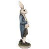 Clayre & Eef 6PR4027 Conejo Decorativo Marrón Azul 9x7x25 cm Poliresina Casa de Campo