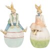 Clayre & Eef 6PR4029 Conejo Decorativo Marrón Azul 15x12x25 cm