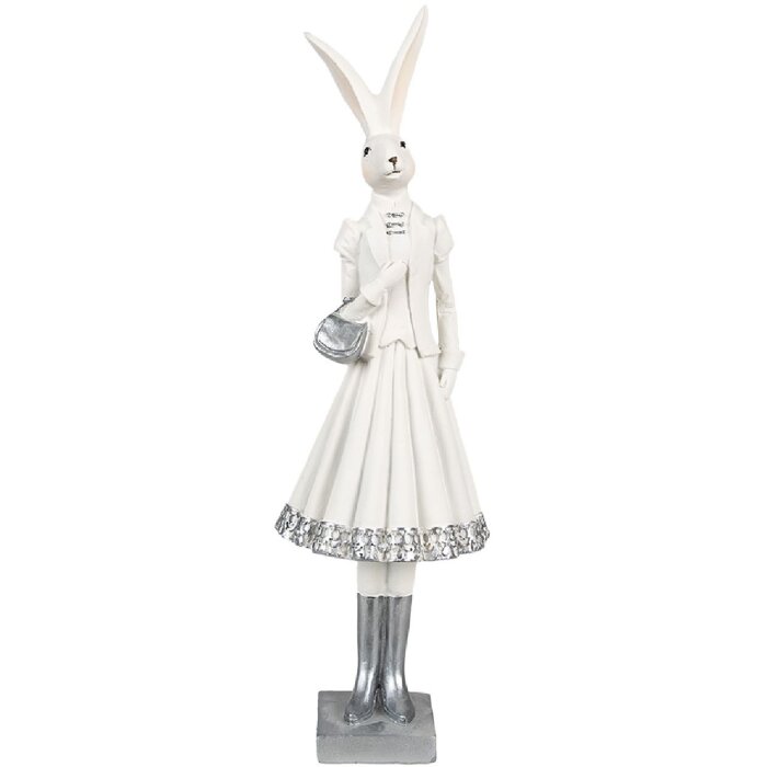 Clayre & Eef 6PR4037 Conejo Decorativo Blanco 10x9x32 cm Poliresina Moderno