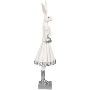 Clayre & Eef 6PR4037 Conejo Decorativo Blanco 10x9x32 cm Poliresina Moderno