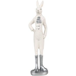 Clayre & Eef 6PR4044 Conejo Decorativo Blanco Plata...