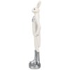 Clayre & Eef 6PR4044 Conejo Decorativo Blanco Plata 5x4x20 cm