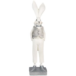 Clayre & Eef 6PR4047 Conejo Decorativo Blanco Plata...