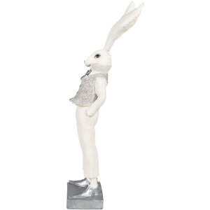 Clayre & Eef 6PR4047 Conejo Decorativo Blanco Plata...