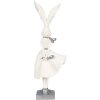 Clayre & Eef 6PR4048 Conejo Decorativo Blanco Plata 13x11x37 cm