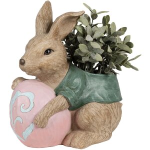Clayre & Eef 6PR4050 Maceta Conejo Marrón Verde 27x16x30 cm