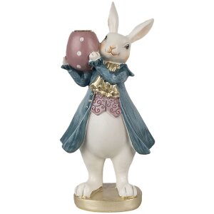 Clayre & Eef 6PR4057 Portavelas Conejo Blanco Azul...