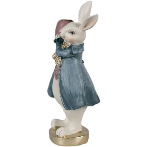 Clayre & Eef 6PR4057 Portavelas Conejo Blanco Azul 10x8x20 cm