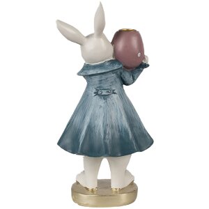 Clayre & Eef 6PR4057 Portavelas Conejo Blanco Azul 10x8x20 cm