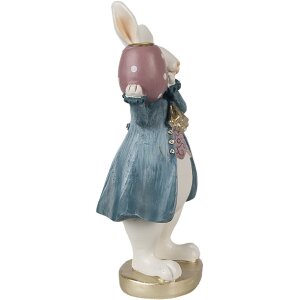 Clayre & Eef 6PR4057 Portavelas Conejo Blanco Azul 10x8x20 cm