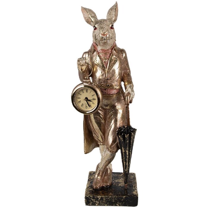 Conejo Decorativo Clayre & Eef 6PR4083 Blanco Dorado 11x10x35cm