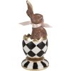 Clayre & Eef 6PR4102 Conejo Decorativo en un Huevo 8x7x19cm Marrón Oro Blanco
