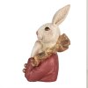 Clayre & Eef 6PR4115 Conejo Decorativo Beige Rosa 11x11x17 cm Poliresina