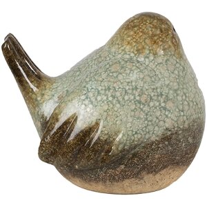 Clayre & Eef 6PR4123 Decoración Pájaro 16x12x14 cm Verde Marrón