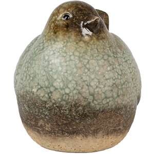 Clayre & Eef 6PR4123 Decoración Pájaro 16x12x14 cm Verde Marrón