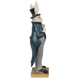 Conejo Decorativo Clayre & Eef 6PR4129 Beige Azul 10x8x30 cm