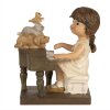 Clayre & Eef 6PR5029 Niño con piano figurita decorativa 10x6x10 cm Marrón