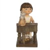 Clayre & Eef 6PR5029 Niño con piano figurita decorativa 10x6x10 cm Marrón
