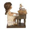 Clayre & Eef 6PR5029 Niño con piano figurita decorativa 10x6x10 cm Marrón